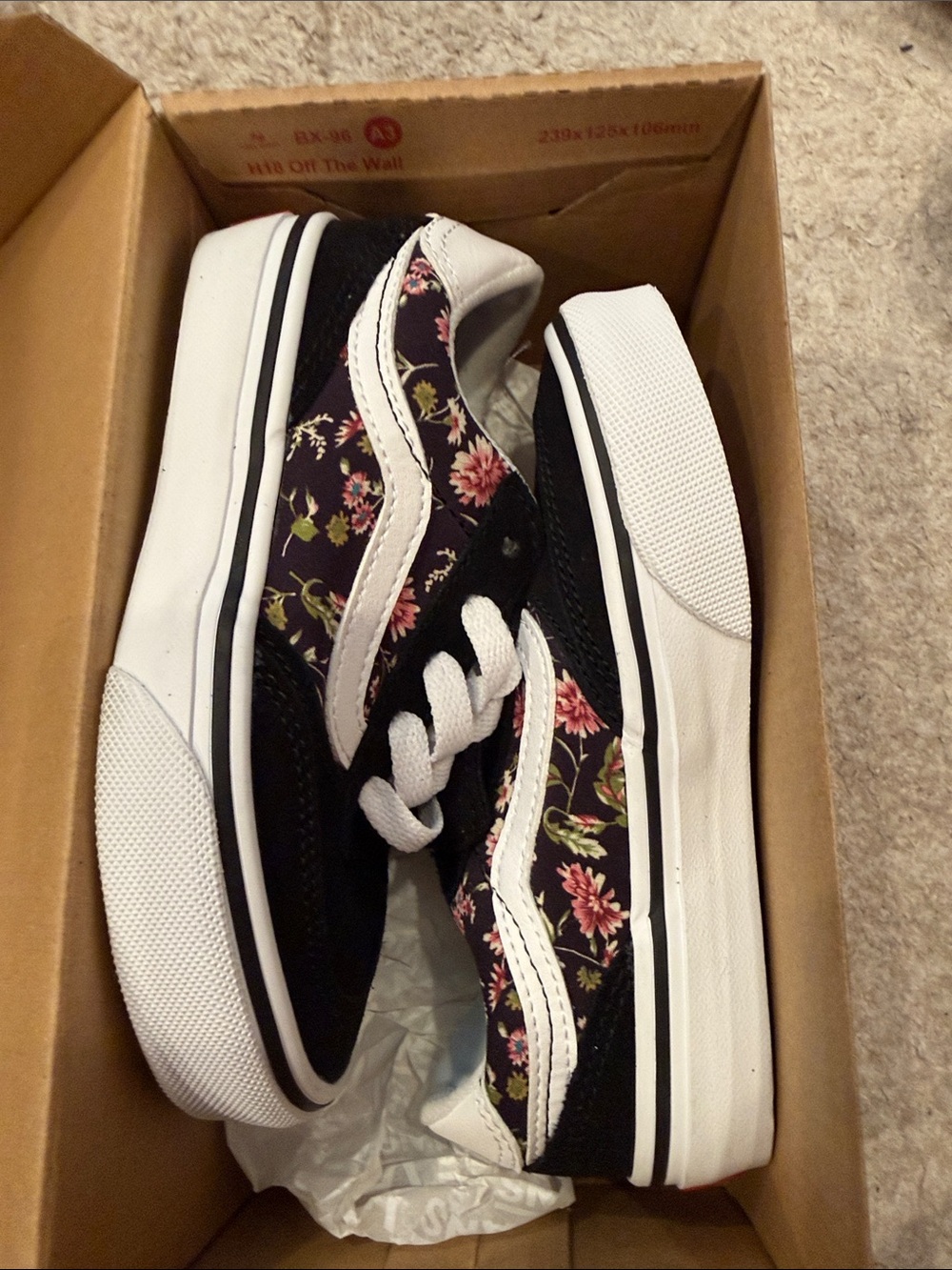 Vans Black Floral Low-Top Sneakers